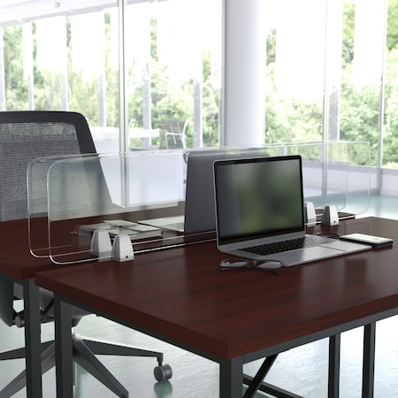 Flash Furniture Clear Acrylic Desk Partition, 12"H x 47"L, Hardware Included BR-DDIA-30119-GG